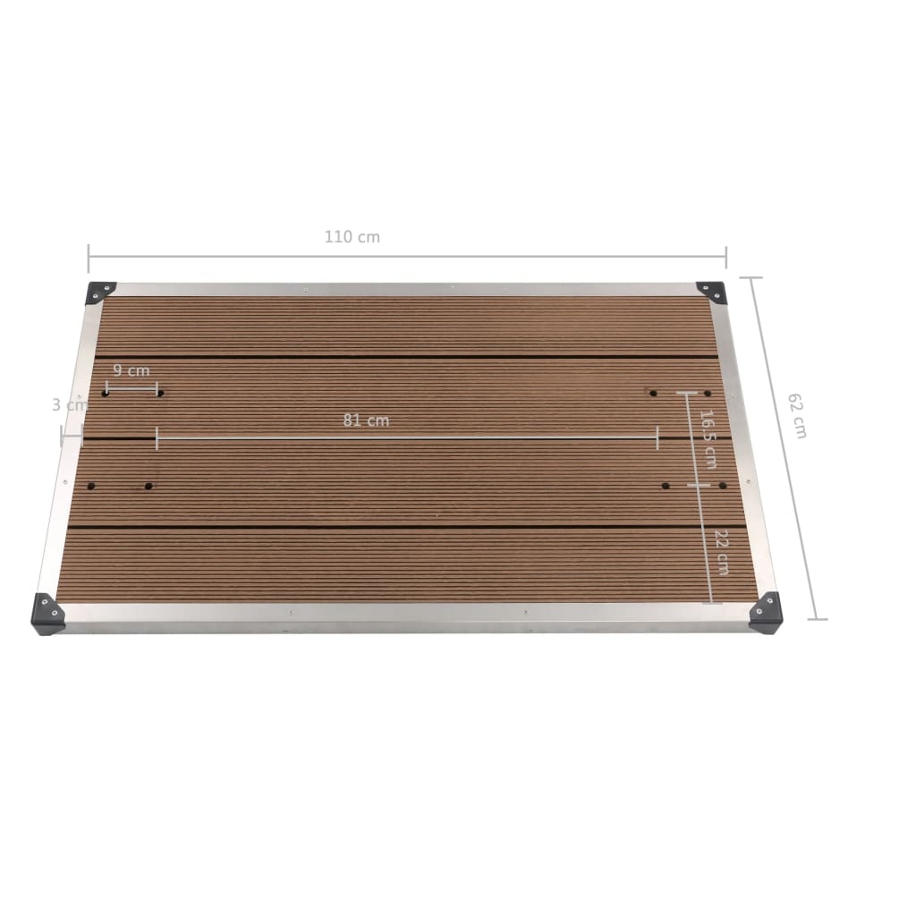 vidaXL Buitendouchebak HKC/RVS - 110x62 cm - Bruin/Zilver - 56% Korting
