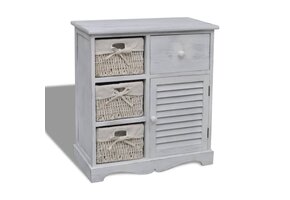 vidaXL Kast met 3 Weefmanden - Hout Wit - 56% Korting!