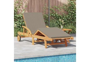 vidaXL Ligstoel Taupe - Massief Acaciahout - 73% Korting