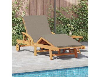 vidaXL Ligstoel Taupe - Massief Acaciahout - 73% Korting
