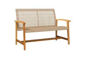 vidaXL Tuinbank Poly Rattan & Acaciahout Beige - 65% Korting!