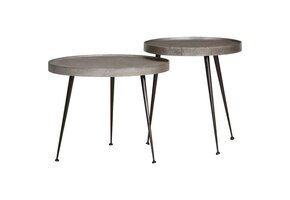 vidaXL Salontafel Set 2 stuks - Bewerkt Hout Zilver - 64% Korting