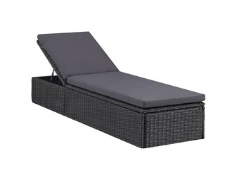 VidaXL Ligbed Poly Rattan Zwart/Donkergrijs - 68% Korting!