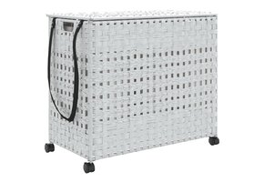 vidaXL Wasmand op wielen - 66x35x60 cm Rattan Wit (-64%)
