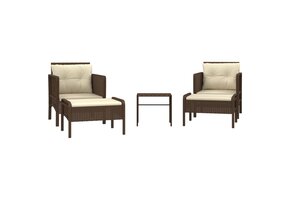 vidaXL 5-delige Loungeset Poly Rattan Bruin | Nu 46% Korting!