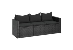 vidaXL Tuinbank 3-zits poly rattan zwart - 64% korting