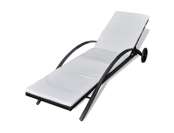 VidaXL Ligbed met kussen | Poly rattan zwart | 61% korting