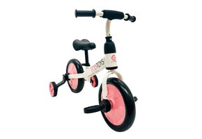 Loopfiets met Duwstang - Wit/Roze - 51% Korting - Vanaf 3 Jaar