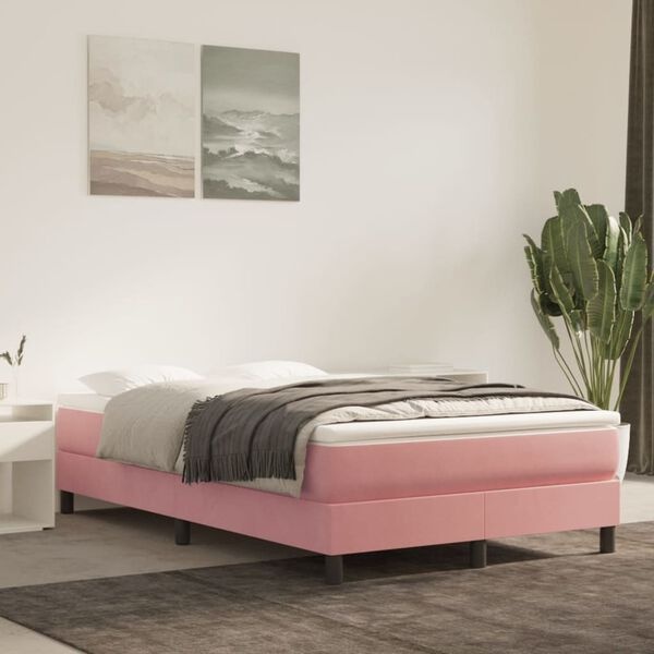 vidaXL Bedframe Fluweel Roze 120x200 cm | 64% Korting