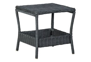 vidaXL Tuintafel Poly Rattan Donkergrijs - 45x45x46.5cm - 56% Korting!