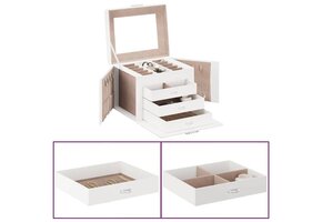 vidaXL Sieradendoos 4laags Spiegel 22,5x17,5x16,5cm Wit - Nu 46% Korting!