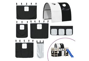 vidaXL Hoogslaper Gordijnen + Tunnel (87% korting) - Polyester Wit/Zwart