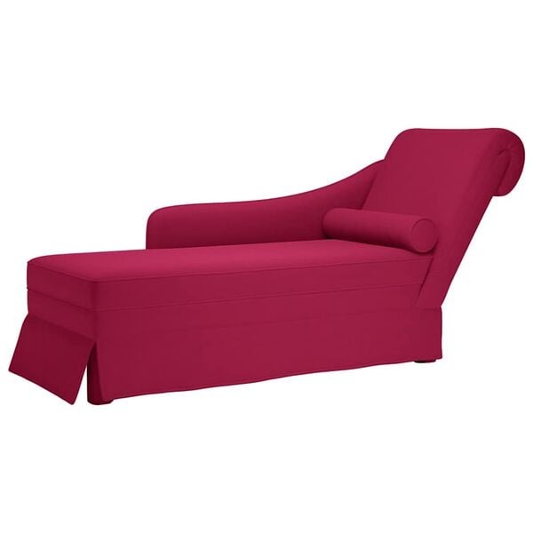 vidaXL Chaise longue met bolster en rechterarmleuning fluweel wijnrood