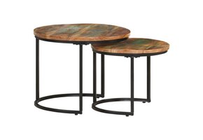 vidaXL 2-delige Tafeltjesset Gerecycled Hout - 40% Korting!