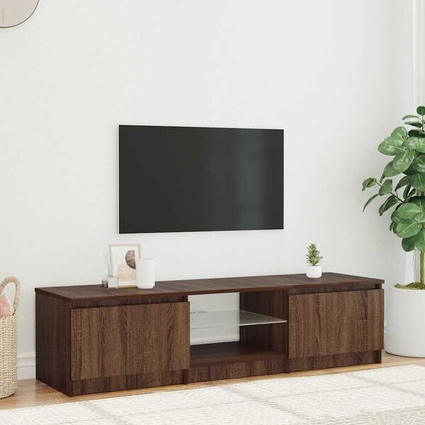 vidaXL TV-meubel Bruin Eiken 140cm met LED - 40% Korting