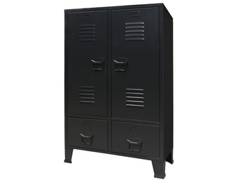 vidaXL Kledingkast Industrieel - Zwart Metaal - 35% Korting