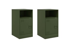 vidaXL Nachtkastjes 2 st. Olijfgroen Staal - 64% Korting!