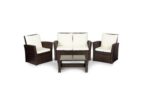 Loungeset Tuin - 4 Persoons - Polyrattan - 65% Korting