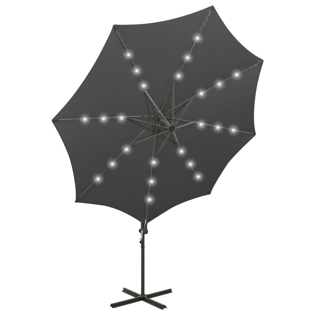 vidaXL Zweefparasol 300cm Antraciet met LED & 47% Korting