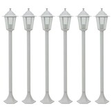 vidaXL Paalverlichting voor tuin E27 110 cm aluminium wit 6 st