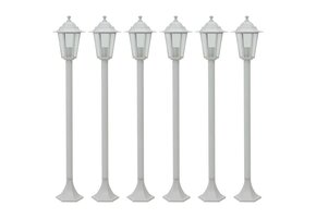 vidaXL Tuinpaalverlichting (6 stuks) - 110 cm Aluminium Wit - 60% Korting!