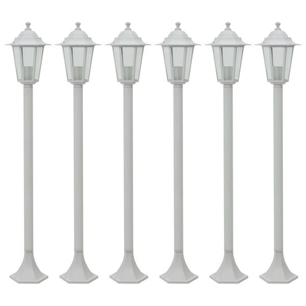vidaXL Paalverlichting voor tuin E27 110 cm aluminium wit 6 st
