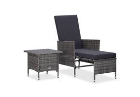 vidaXL Loungeset met kussens - 2-delig, poly rattan grijs | 40% Korting