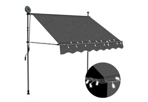 vidaXL Luifel handmatig uitschuifbaar met LED 150cm Antraciet (61% Korting)