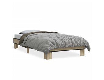 vidaXL Bedframe 100x200 cm - Bewerkt hout & metaal, Sonoma Eiken - 68% Korting