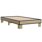 vidaXL Bedframe 100x200 cm - Bewerkt hout & metaal, Sonoma Eiken - 68% Korting