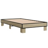 vidaXL Bedframe 100x200 cm - Bewerkt hout & metaal, Sonoma Eiken - 68% Korting
