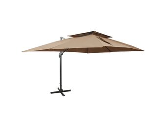 vidaXL Zweefparasol Dubbel Dak Taupe 400x300 cm - 68% Korting!