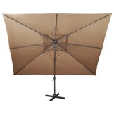 vidaXL Zweefparasol Dubbel Dak Taupe 400x300 cm - 68% Korting!