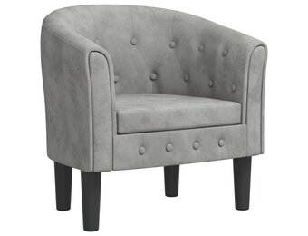 vidaXL Kuipstoel met voetenbankje, Fluweel Lichtgrijs - 40% Korting!