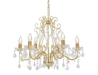 vidaXL Kroonluchter Kristal 6xE14 Goud - 55% Korting!