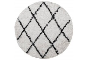 vidaXL Vloerkleed PAMPLONA Shaggy Ø 200 cm crème/zwart - 40% Korting