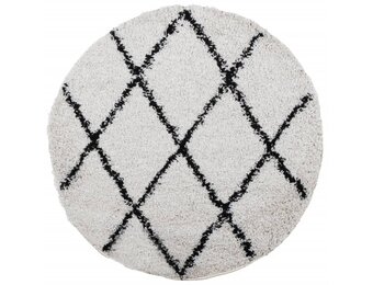 vidaXL Vloerkleed PAMPLONA Shaggy Ø 200 cm crème/zwart - 40% Korting