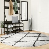 vidaXL Vloerkleed PAMPLONA Shaggy Ø 200 cm crème/zwart - 40% Korting