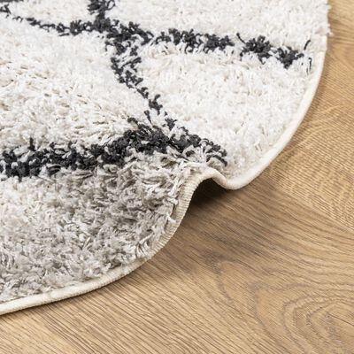 vidaXL Vloerkleed PAMPLONA Shaggy Ø 200 cm crème/zwart - 40% Korting