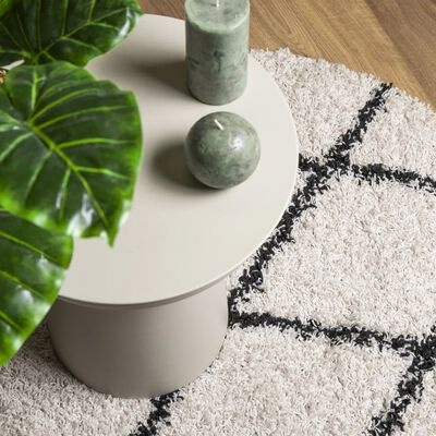 vidaXL Vloerkleed PAMPLONA Shaggy Ø 200 cm crème/zwart - 40% Korting