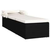 VidaXL Ligbed met Luifel & Kussen - Poly Rattan Crèmewit | -65%