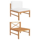 vidaXL Middenbank Teakhout Crème Kussens - Nu 68% Korting!