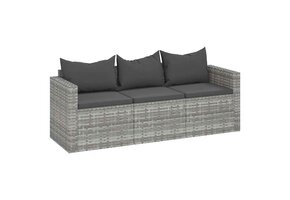VidaXL Tuinbank 3-zits Poly Rattan Grijs - 41% Korting
