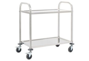 vidaXL Keukentrolley 2-laags 96,5x55x90 cm roestvrij staal