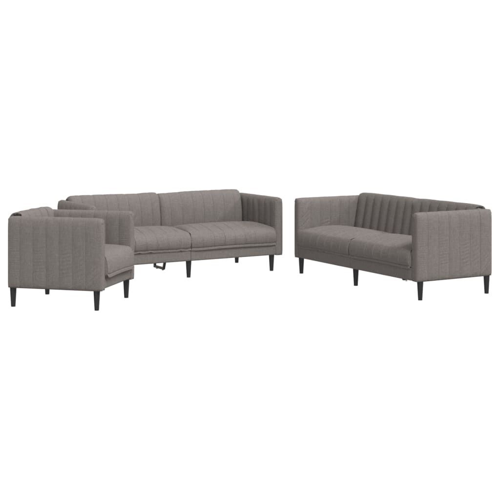 vidaXL 3-delige Loungeset stof taupe | 40% Korting!