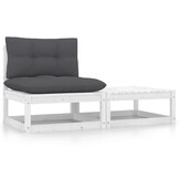 vidaXL 2-delige Loungeset Grenenhout Wit - 40% Korting