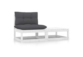 vidaXL 2-delige Loungeset Grenenhout Wit - 40% Korting