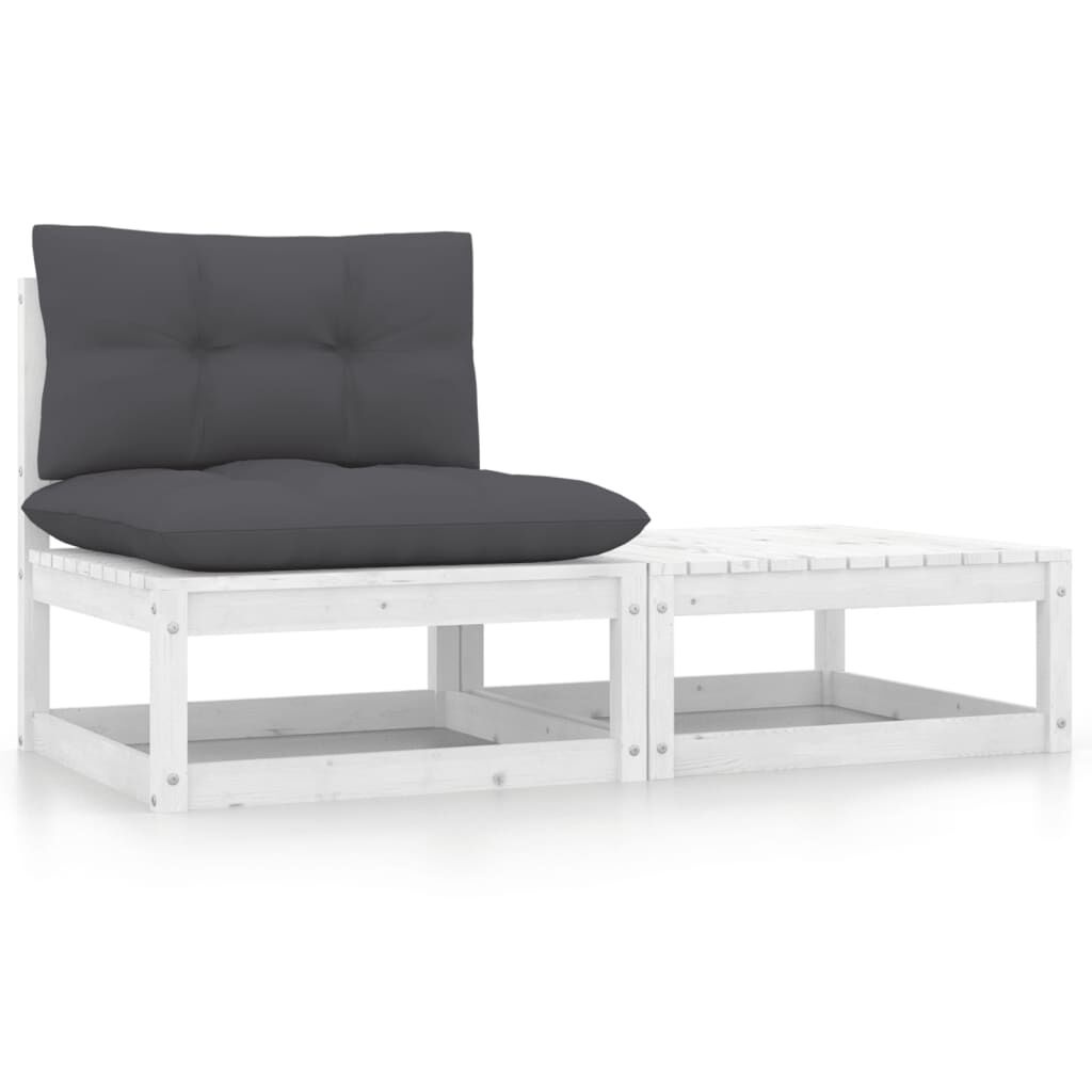 vidaXL 2-delige Loungeset Grenenhout Wit - 40% Korting