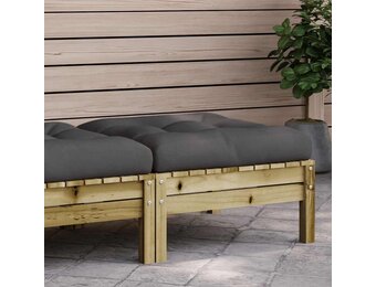 vidaXL Tuinvoetenbank met kussen - 56% korting! Grenenhout