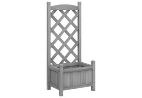 Plantenbak met latwerk - VidaXL - Massief Vurenhout - Grijs - 64% Korting!